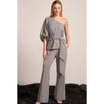 Calça Wide Leg em Alfaiataria Cinza