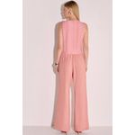 Calça Wide Leg Transpassada em Alfaiataria Rosa