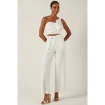 Calça Wide Leg Cintura Alta em Blend de Viscose com Detalhe Ajustável Na Cintura 74530 Linzzi