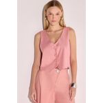 Colete Alfaiataria em Crepe Rosa