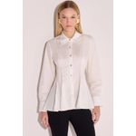 Camisa Acinturada Em Tricoline Com Elastano Off White