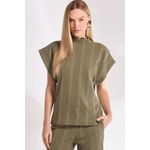 Blusa Em Malha Tricô Verde Escuro
