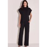 Calça Wide Leg Em Malha Tricô Com Shorts Forro Preto