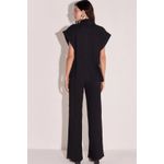 Calça Wide Leg Em Malha Tricô Com Shorts Forro Preto