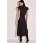 Saia Maxi Midi Babados Em Crepe Preto