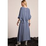 Saia Maxi Midi em Crepe Azul Escuro 