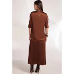 Saia Maxi Midi Em Tecido Acetinado Marrom