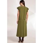 Saia Maxi Midi Babados em Crepe Verde Escuro