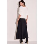 Saia Maxi Midi com Pregas em Viscose Preto