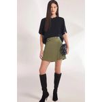Short Saia Cintura Alta em Alfaiataria Verde Escuro