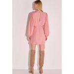 Vestido Manga Longa em Crepe Rosa