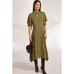 Vestido Maxi Midi de Viscose Verde Escuro