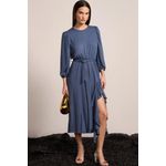 Vestido Midi em Blend Viscose Azul Escuro 