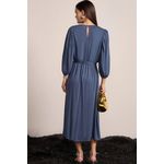 Vestido Midi em Blend Viscose Azul Escuro 