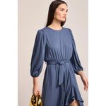 Vestido Midi em Blend Viscose Azul Escuro 