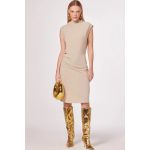 Vestido Midi Em Crepe Alfaiataria Bege Claro