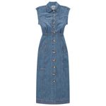 Vestido Midi em Denim com Linho Linzzi