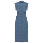 Vestido Midi em Denim com Linho Linzzi