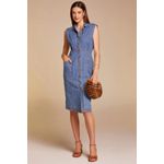 Vestido Midi em Denim com Linho Linzzi