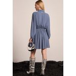 Vestido Chemise em Crepe Azul Escuro