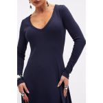 Vestido Sommer Manga Longa Canelado Azul Olympic