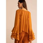 Blusa Feminina Over Mangas Longas Com Babados