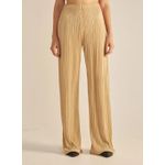 Calça Fluida Plissada Bege