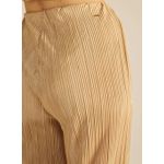 Calça Fluida Plissada Bege