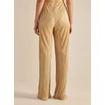 Calça Fluida Plissada Bege