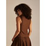 Colete Linho Alfaiataria Marrom Nobuck