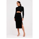 Saia Sommer Midi Canelada Preto