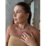 COLAR RIVIERA TRES PONTOS CRISTAL 4MM BANHADO A OURO