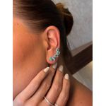 BRINCO EAR CUFF GOTAS CRAVEJADAS TURMALINA BANHADO A RÓDIO BRANCO