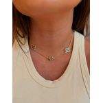 CHOKER TREVOS RESINADOS MARROM BANHADA A OURO