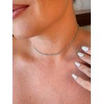 CHOKER CORDÃO BAIANO FINO BANHADO A RÓDIO BRANCO