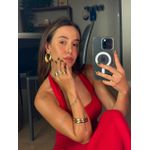 BRINCO ABAULADO DUAS PONTAS BANHADO A OURO