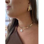 COLAR NYLON INICIAL CRAVEJADA NA PÉROLA BARROCA REDONDA