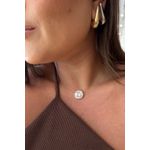 COLAR NYLON INICIAL CRAVEJADA NA PÉROLA BARROCA REDONDA