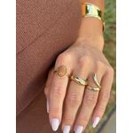 ANEL REGULÁVEL BOHO OVAL CARAMELO FINO BANHADO A OURO