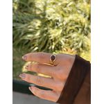 ANEL REGULÁVEL BOHO MARROM FINO BANHADO A OURO 