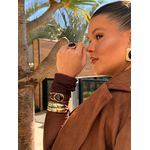 BRACELETE OVAL RESINADO MARROM BANHADO A OURO