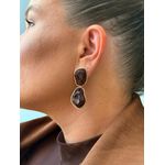 BRINCO BOHO CHAPA DUPLA ORGANIC MARROM BANHADO A OURO