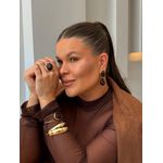 BRINCO BOHO CHAPA DUPLA ORGANIC MARROM BANHADO A OURO