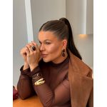 BRINCO BOHO CHAPA DUPLA ORGANIC MARROM BANHADO A OURO