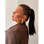 BRINCO CHAPAS PENDENTES E RESINADO MARROM BANHADO A OURO
