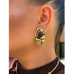 BRINCO CHAPA BOHO MARROM E MEDALHAS BANHADO A OURO