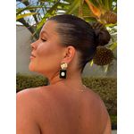 BRINCO CHAPAS BOHO PRETO BANHADO A OURO 
