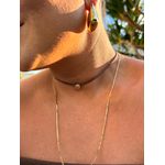 COLAR COURINHO MARROM E PINGENTE ORGÂNICO BANHADO A OURO