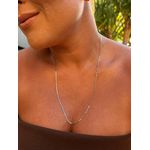 COLAR LONGO CHAPINHAS MINI BANHADO A RÓDIO BRANCO