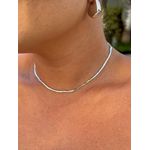 CHOKER FITA FINA DETALHADA BANHADO A RÓDIO BRANCO
